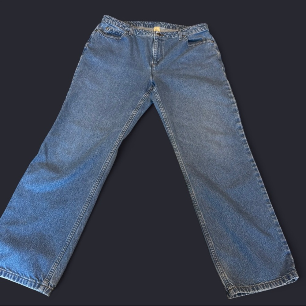 Claiborne Classic Straight Leg Blue Jeans 100% cotton embroidered pockets sz 16